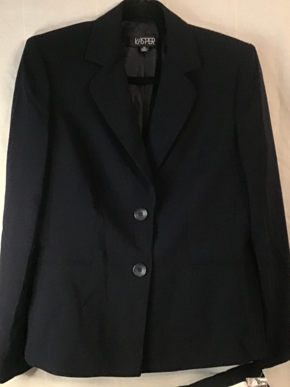 Kasper 2 Pc Women Suit Pants Set Navy Blue Two Buttons Sz 10 Reg.